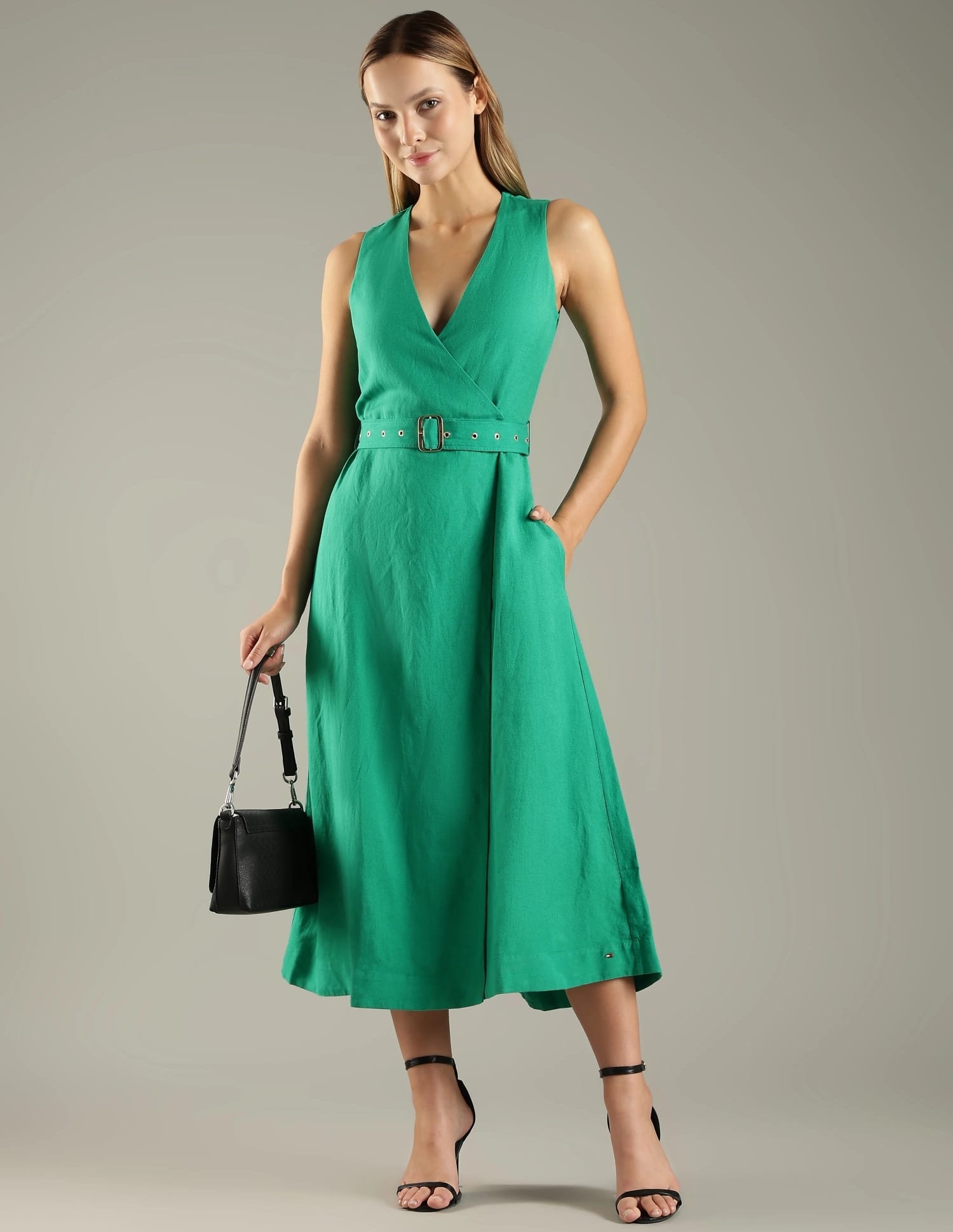 chinese dress ladies TOMMY HILFIGER LINEN MIDI DRESS  Your Sports Performance