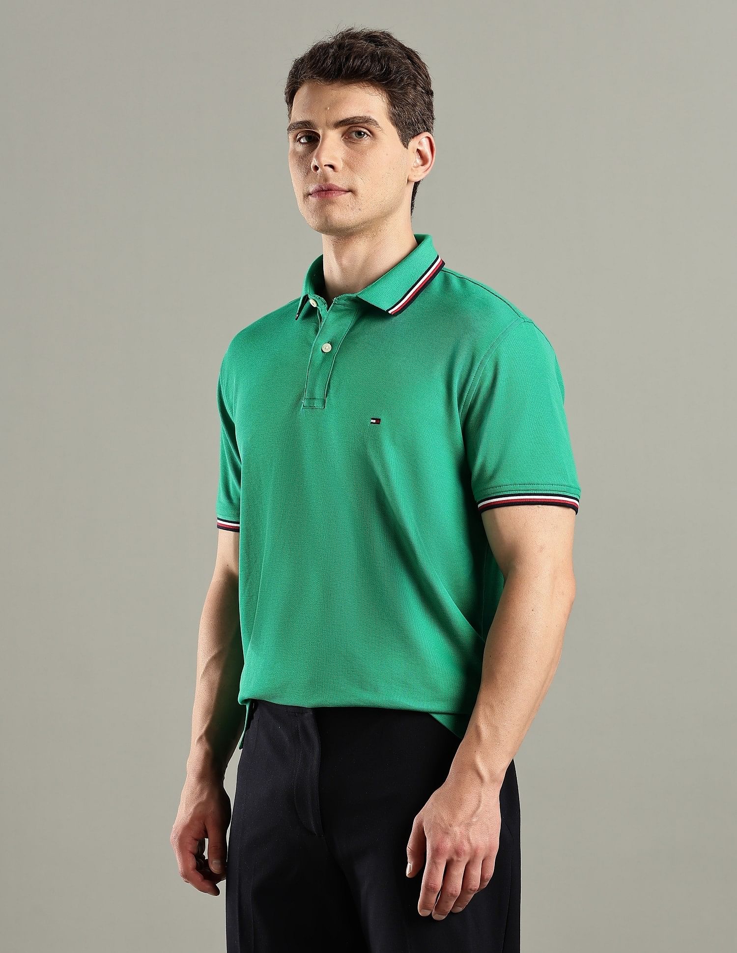Tommy Hilfiger Solid Regular-Fit Cotton Polo T-Shirt