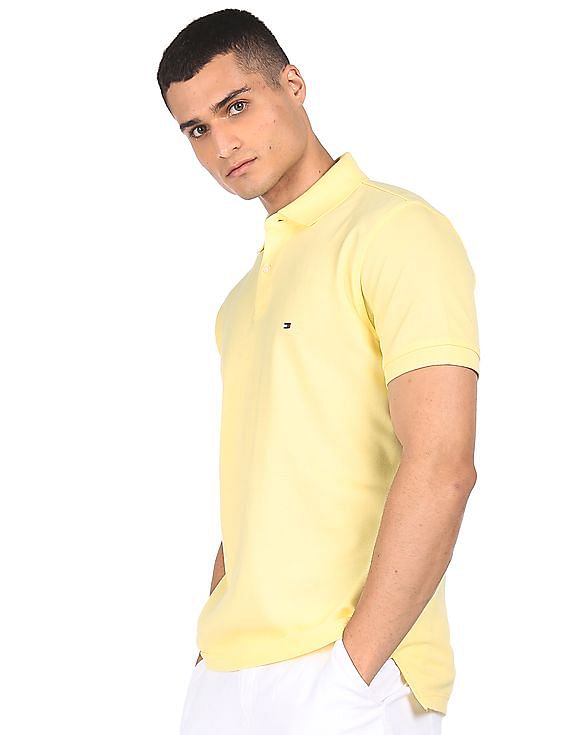 yellow tommy hilfiger collar shirt