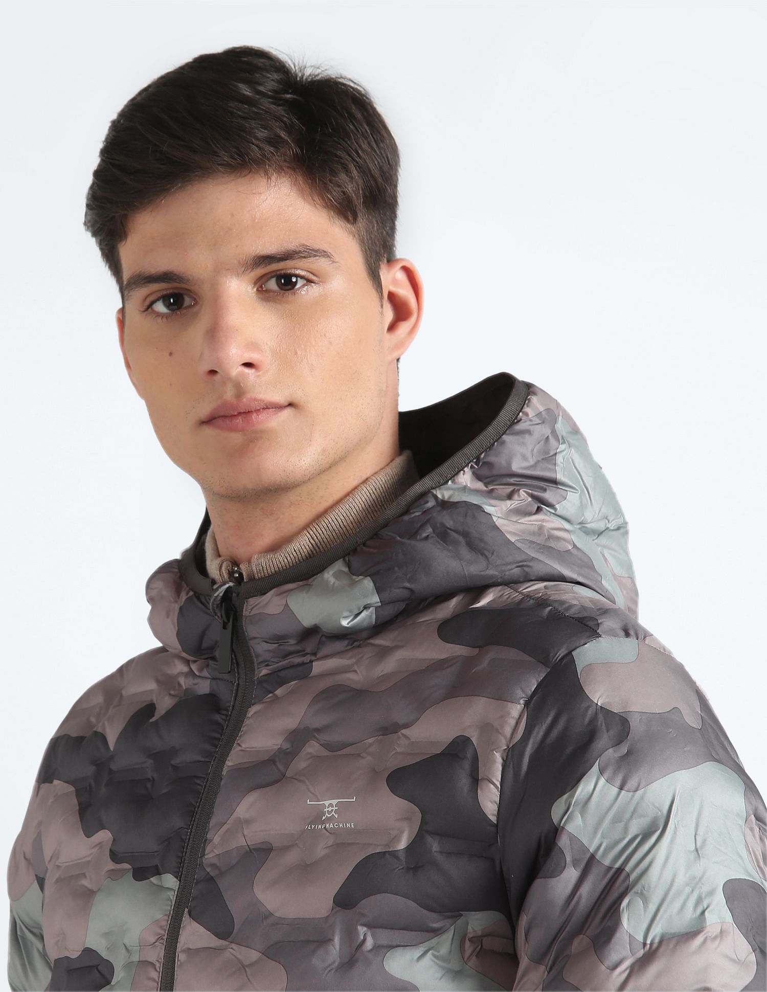 Buy Flying Machine Camouflage Thermo Tech Hooded Jacket NNNOW