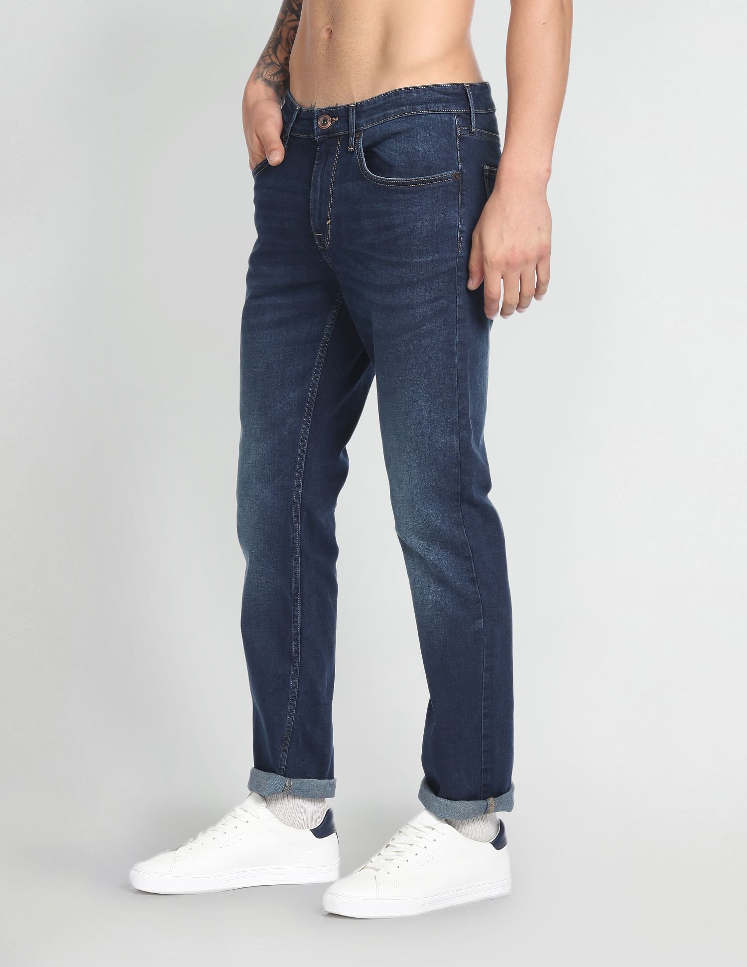 Flying Machine Freddie Slim Straight Fit Stone Wash Jeans