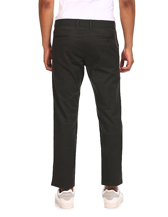 Arrow Sports Flat Front Solid Casual Trousers
