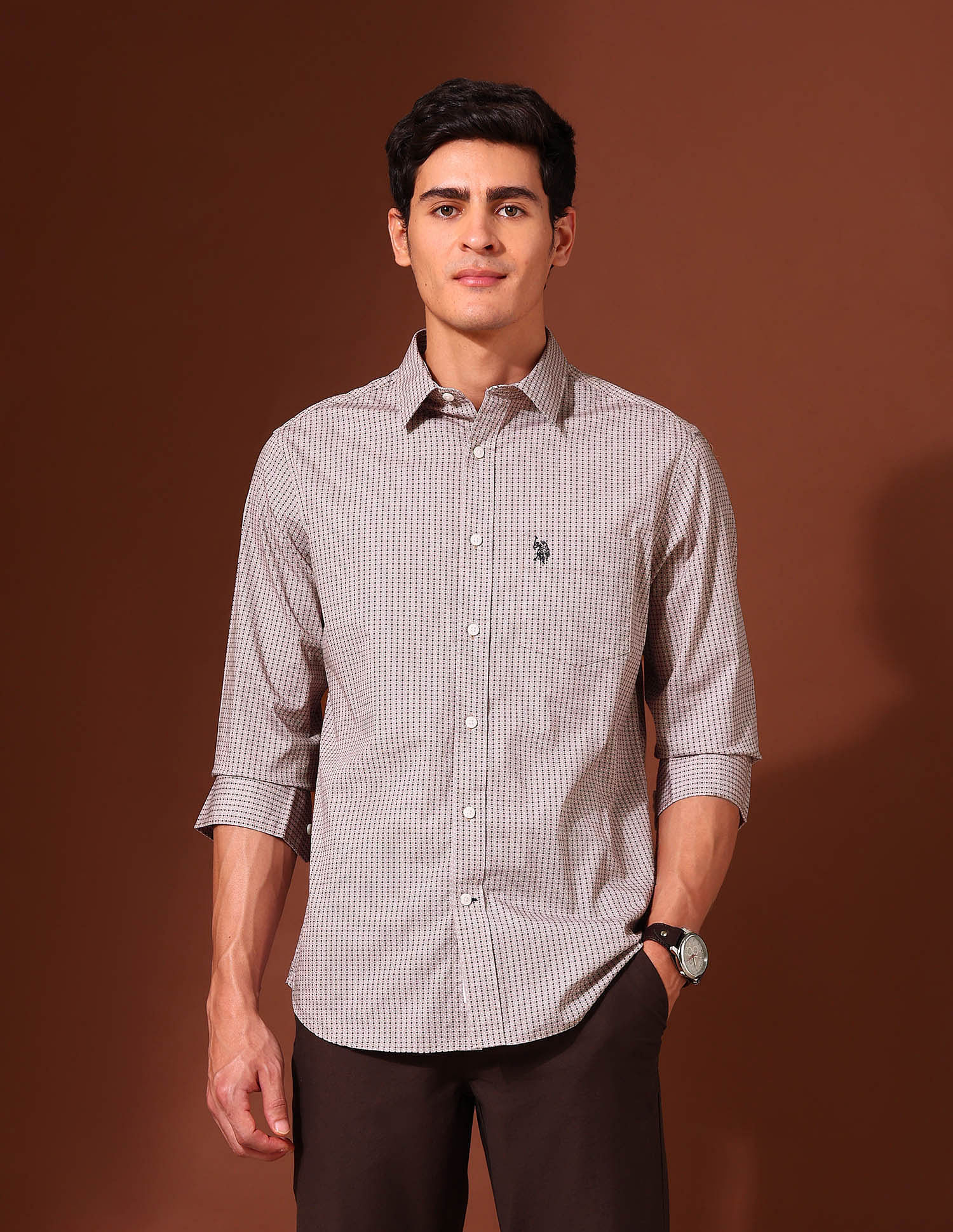 U.S. Polo Assn. Geometric Printed Tailored Fit Shirt