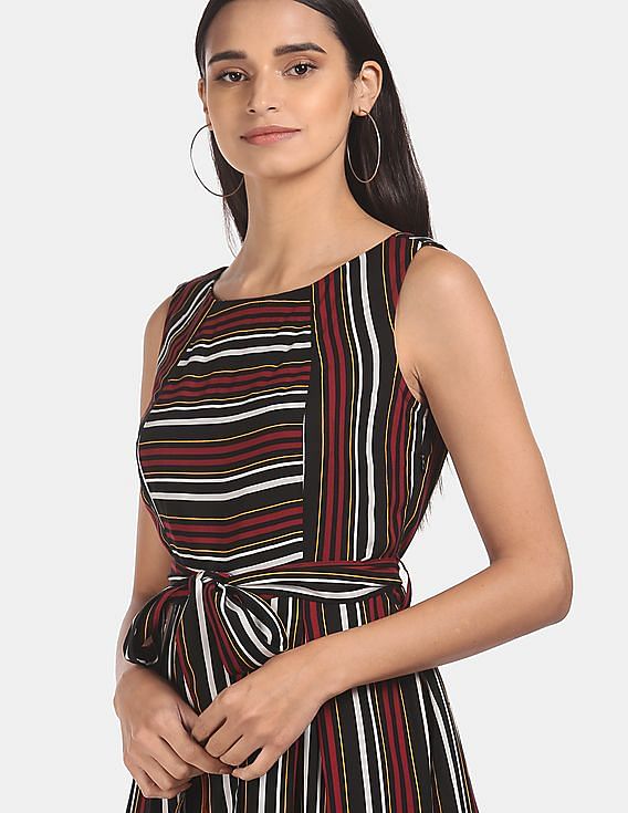 Flying Machine Women Striped Fit Flare Dress