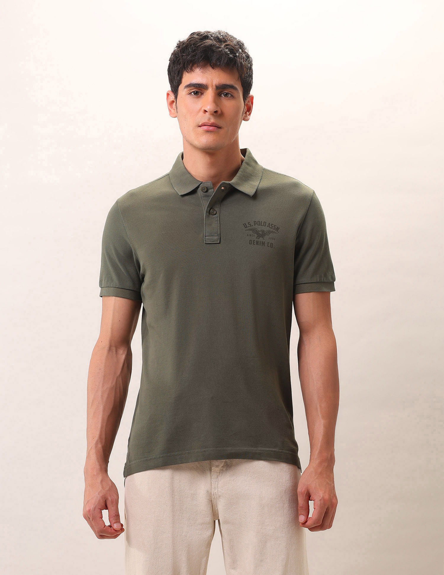 U.S. Polo Assn. Denim Co. Brand Printed Pure Cotton Polo Shirt