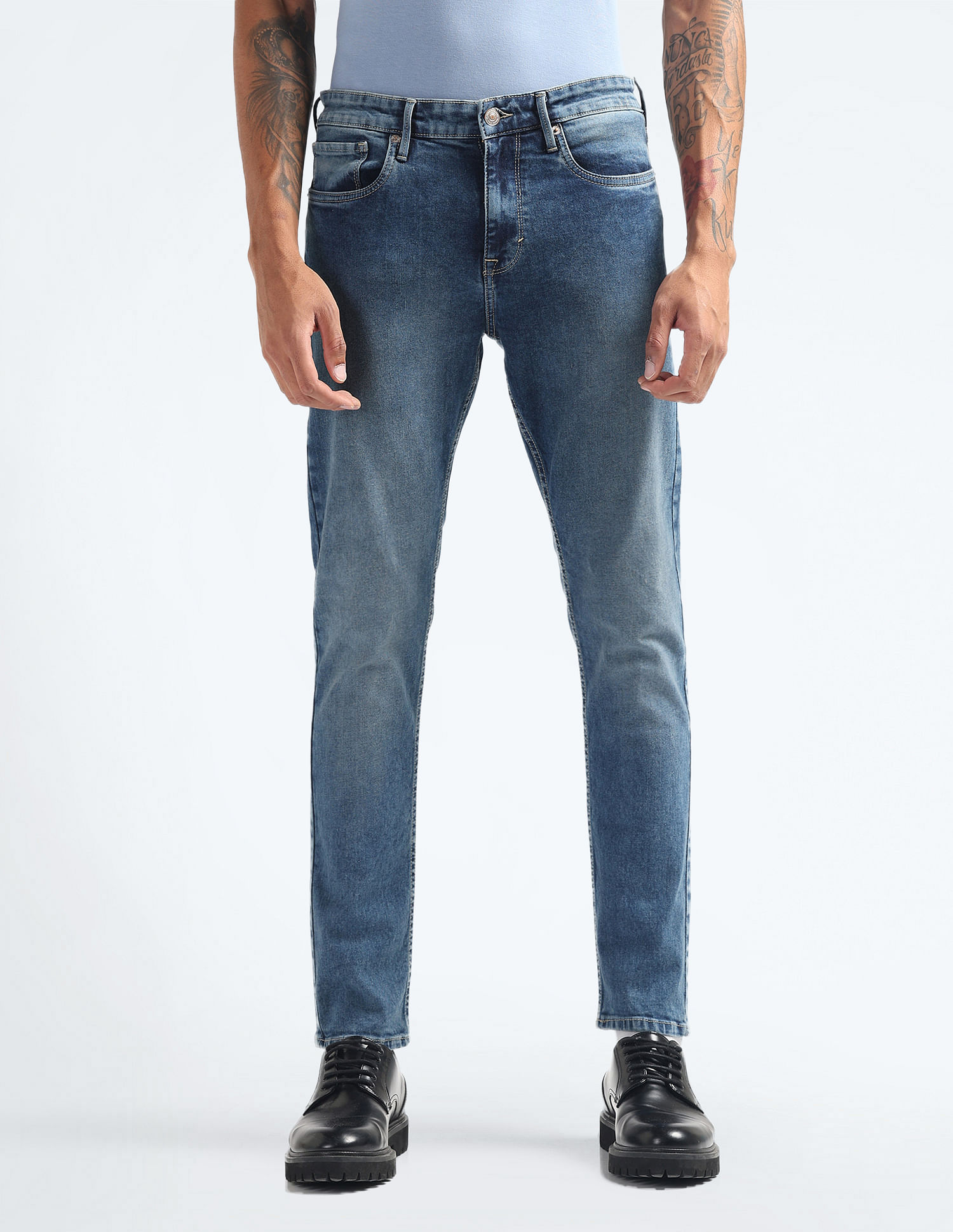 Flying Machine Slash Slim Tapered Stone Wash Jeans