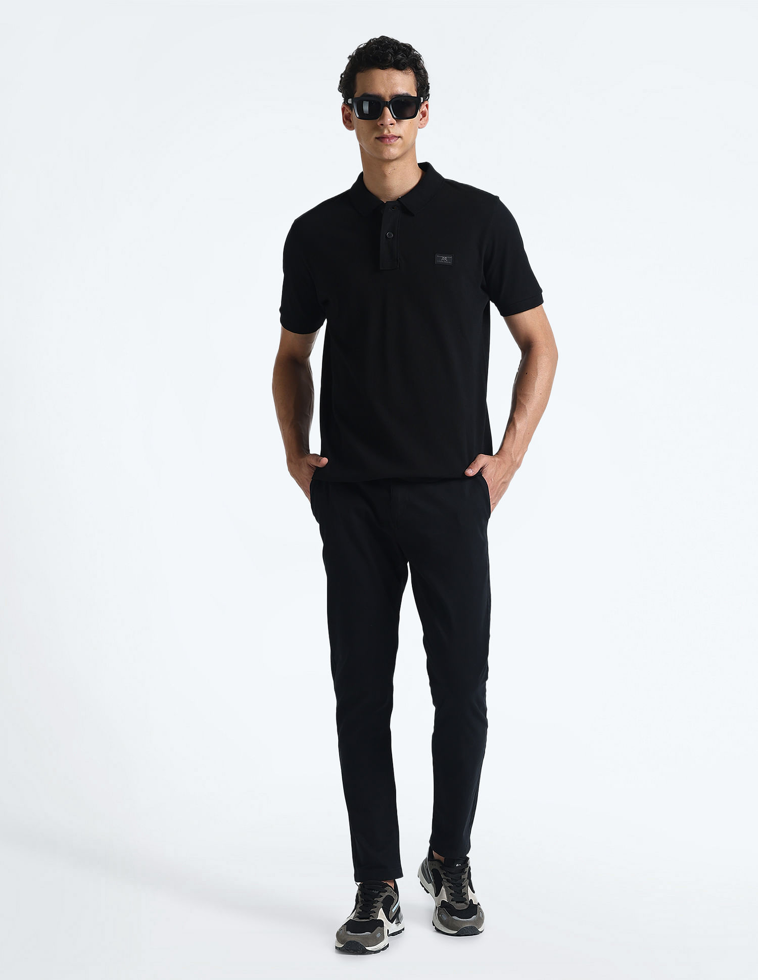 Flying Machine Solid Cotton Polo Shirt