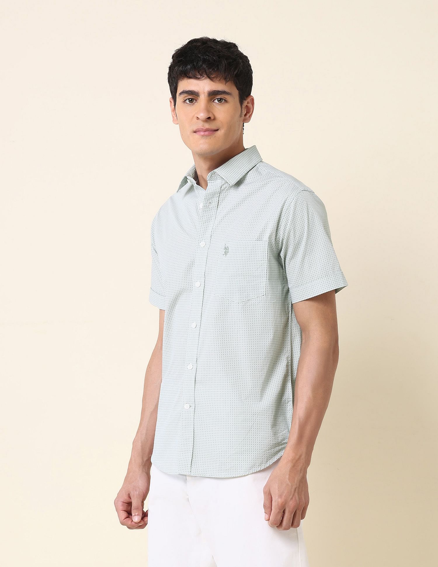 U.S. Polo Assn. Tailored Fit Geometric Printed Shirt