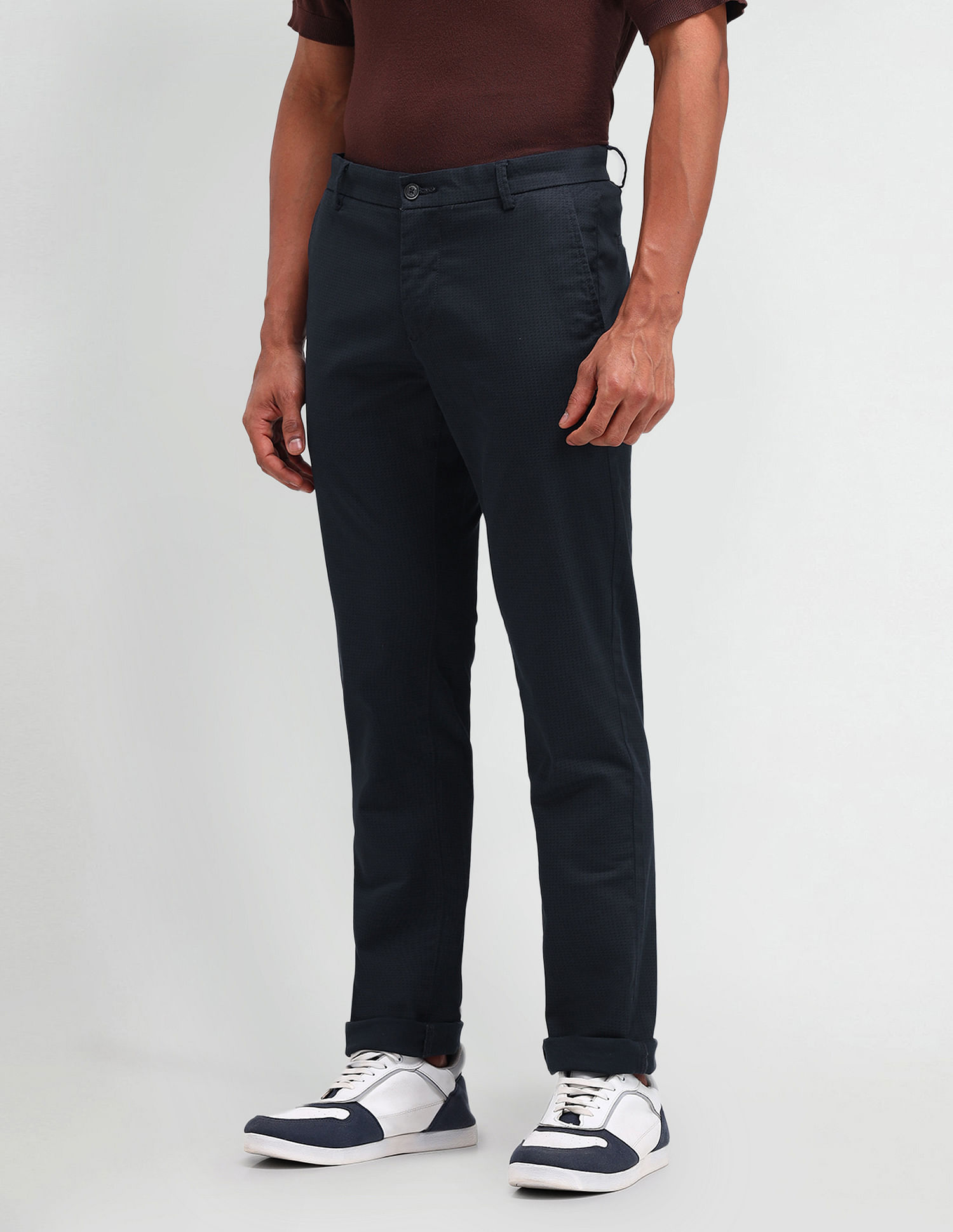 Arrow Sport Textured Mid Rise Trousers