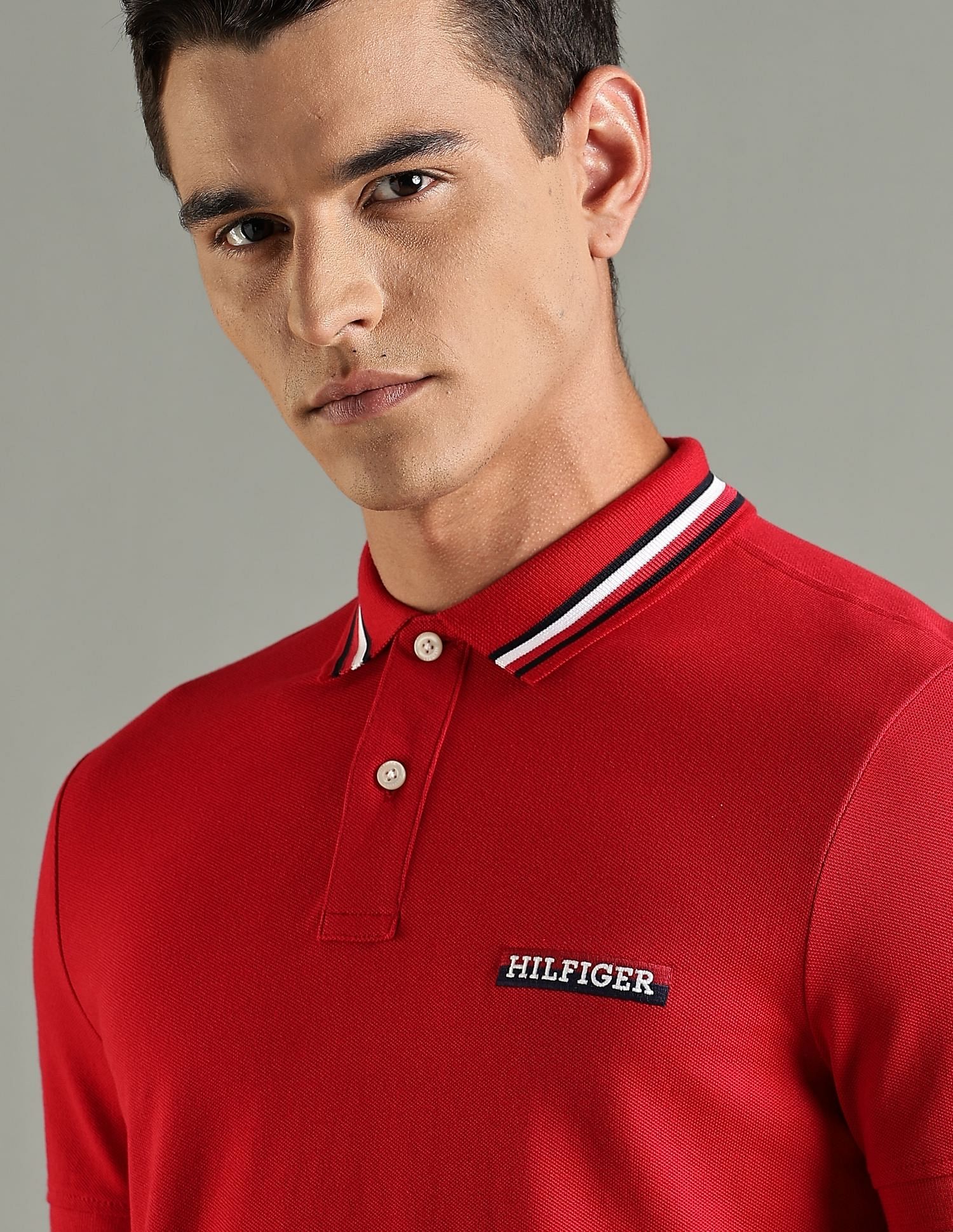 Tommy Hilfiger Solid Regular Fit Cotton Polo T-Shirt