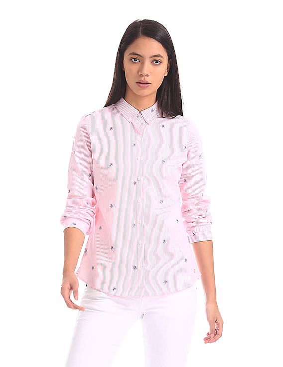Buy U.S. Polo Assn. Women Vertical Stripe Button Down Shirt