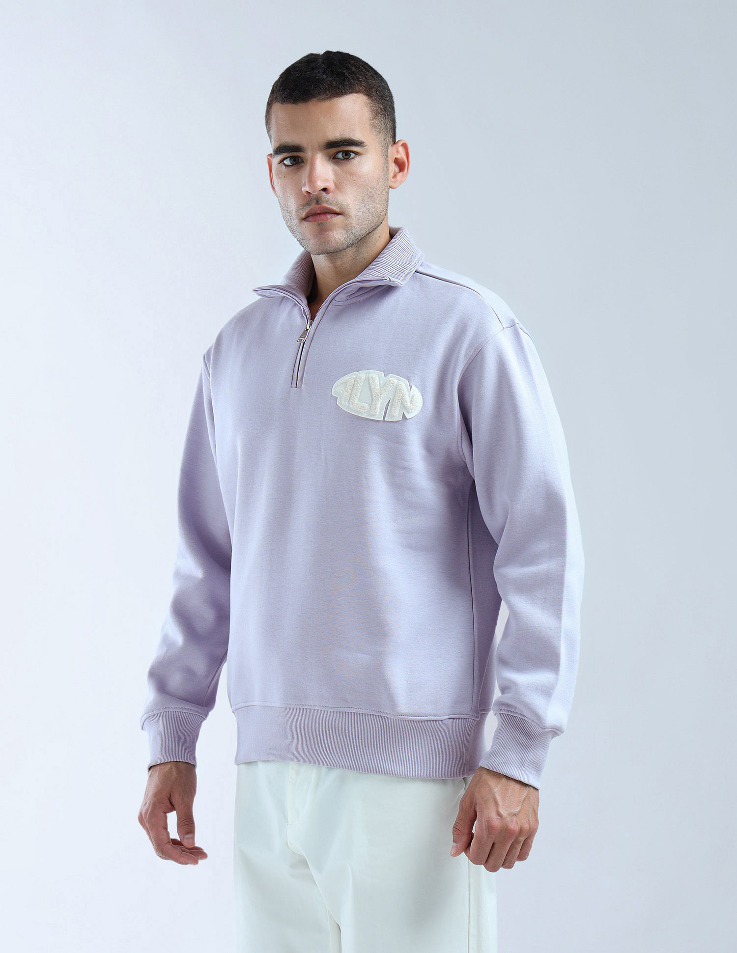 Flying Machine High Neck Solid Sweatshirt