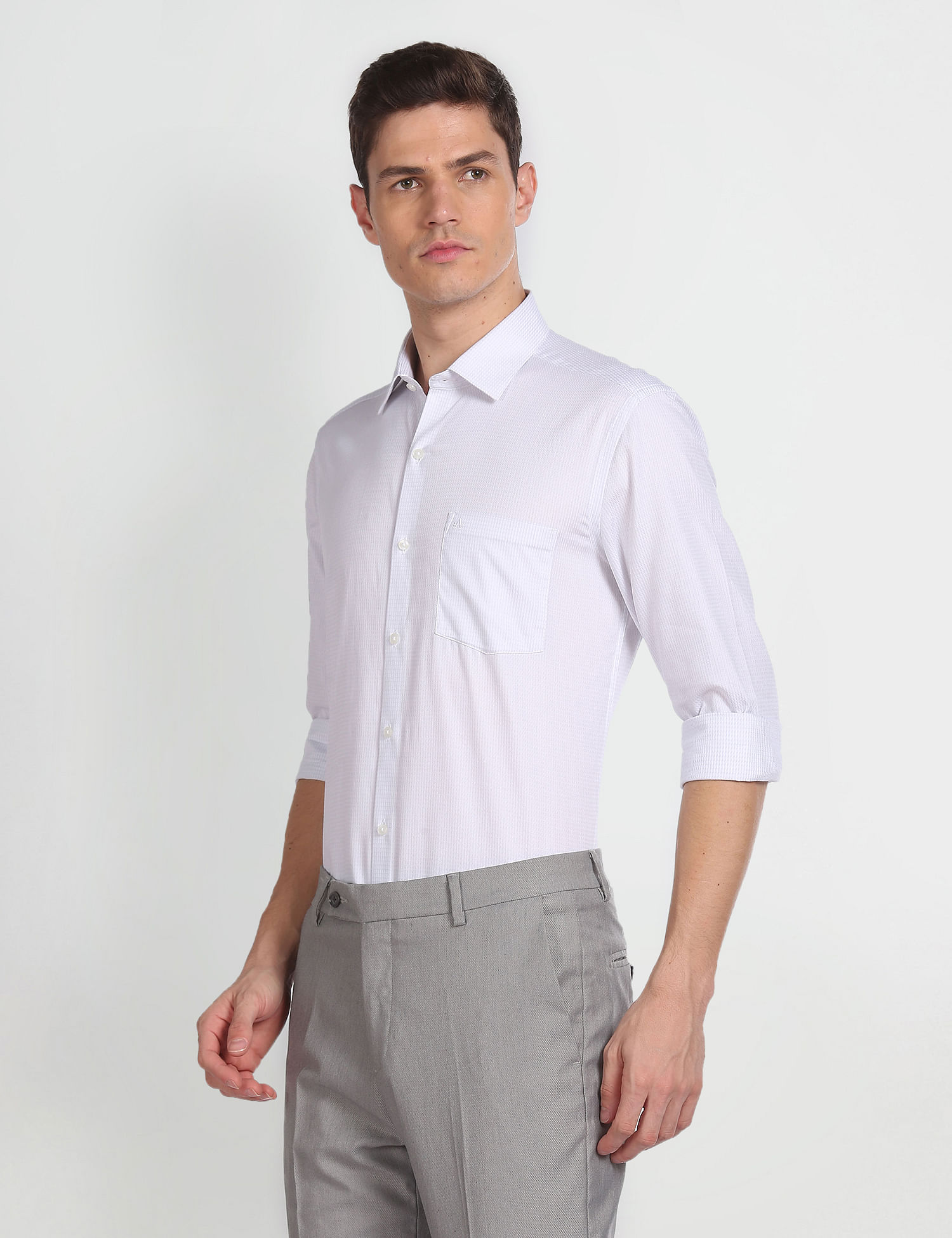 Arrow Self Design Manhattan Slim Fit Shirt