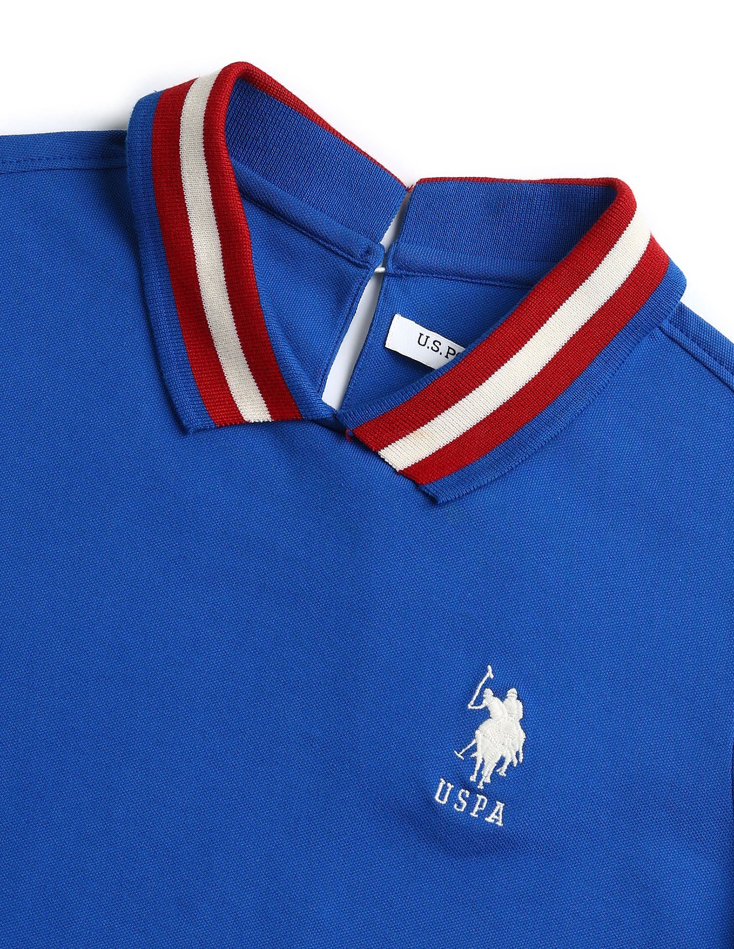 U.S. Polo Assn. Women Striped Collar Pique Polo Shirt