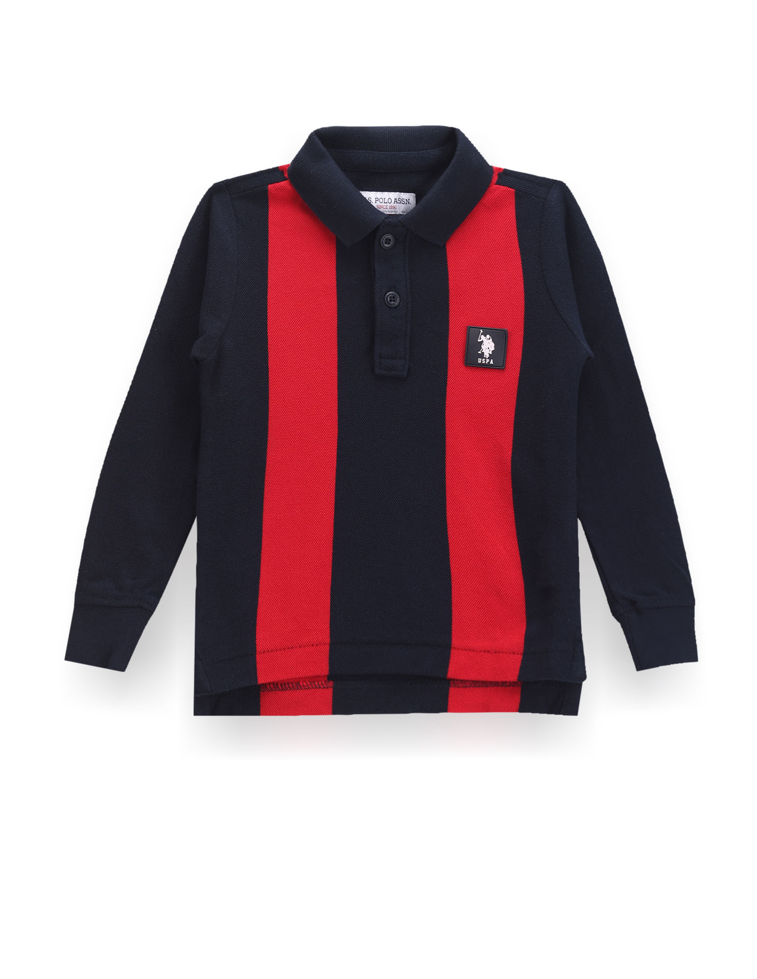 U.S. Polo Assn. Kids Boys Long Sleeve Vertical Stripe Polo Shirt