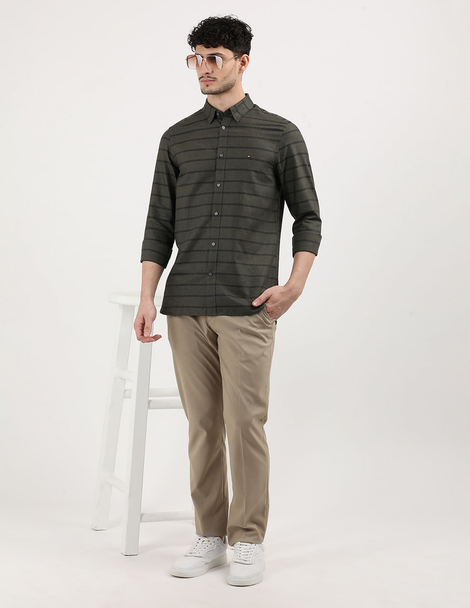 Tommy Hilfiger Heather Horizontal Striped Slim Fit Shirt