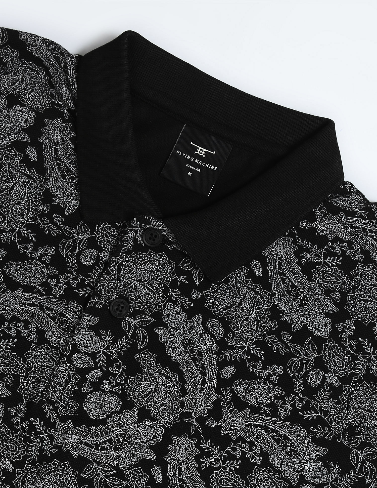 Flying Machine Paisley Print Cotton Polo Shirt