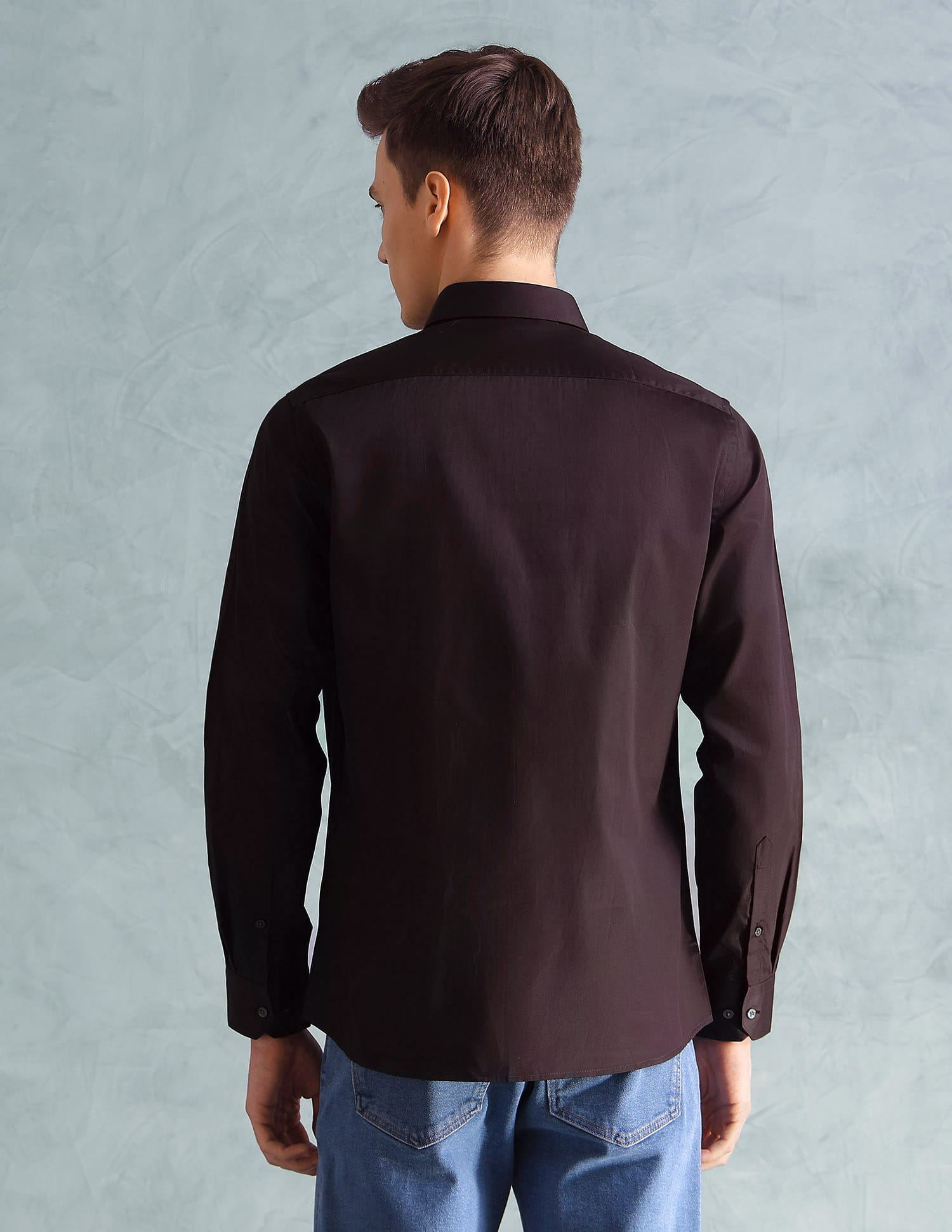 arrow fitted dress shirts Arrow Fitted Sateen Solid Point-Collar Dress Shirt