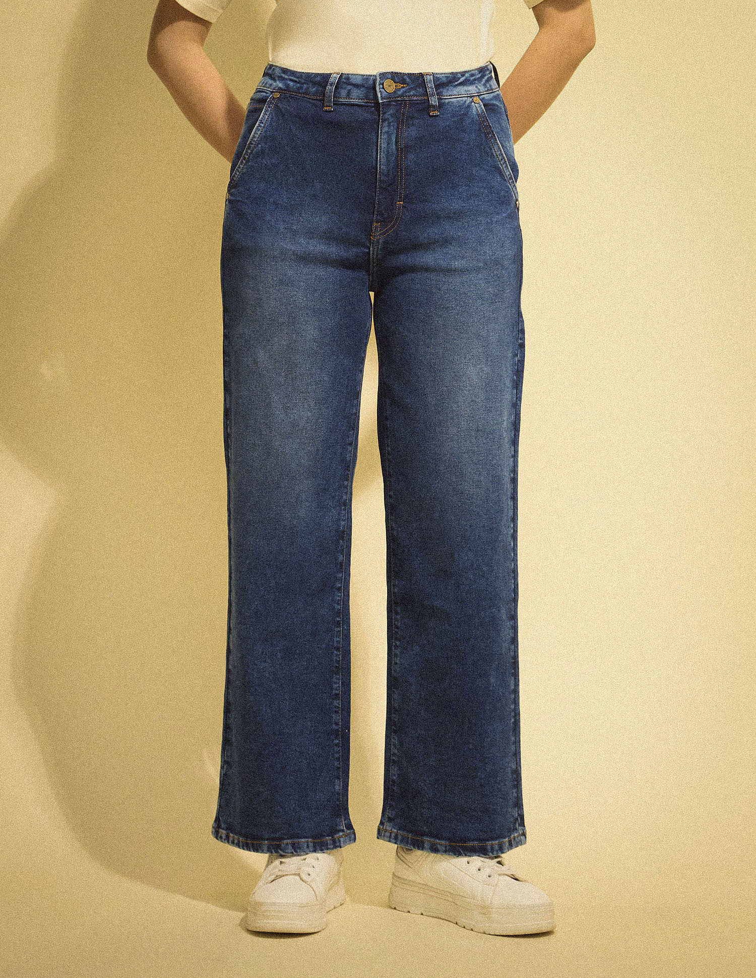 Flying Machine Women K-Street X Wide Leg Fit Cross Pocket Jeans