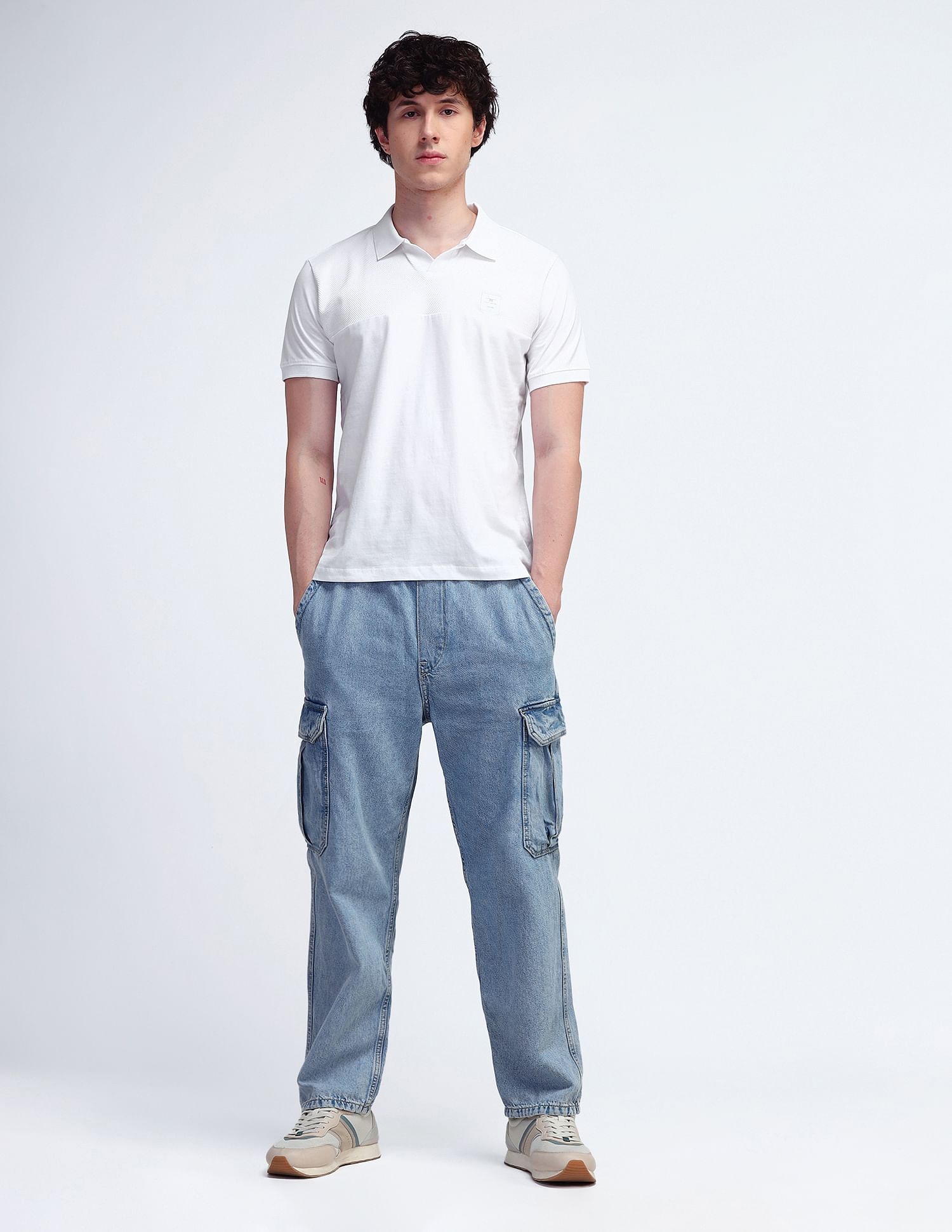 Flying Machine Textured Cotton Polo Shirt