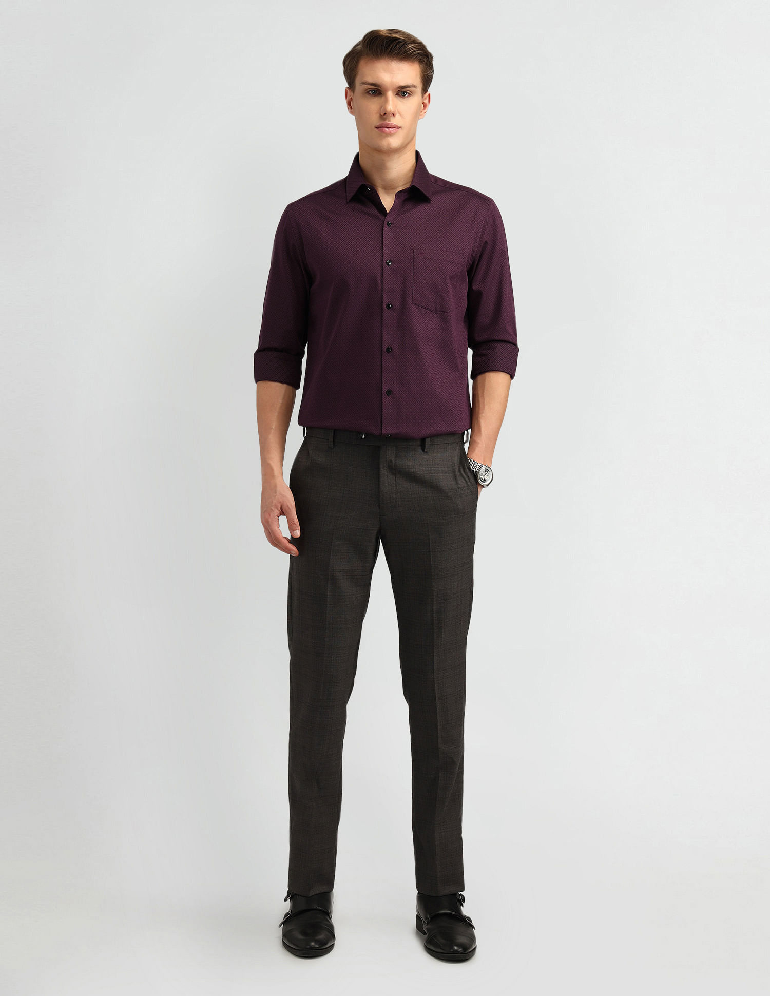 Arrow Slim Fit Textured Pattern Shirt