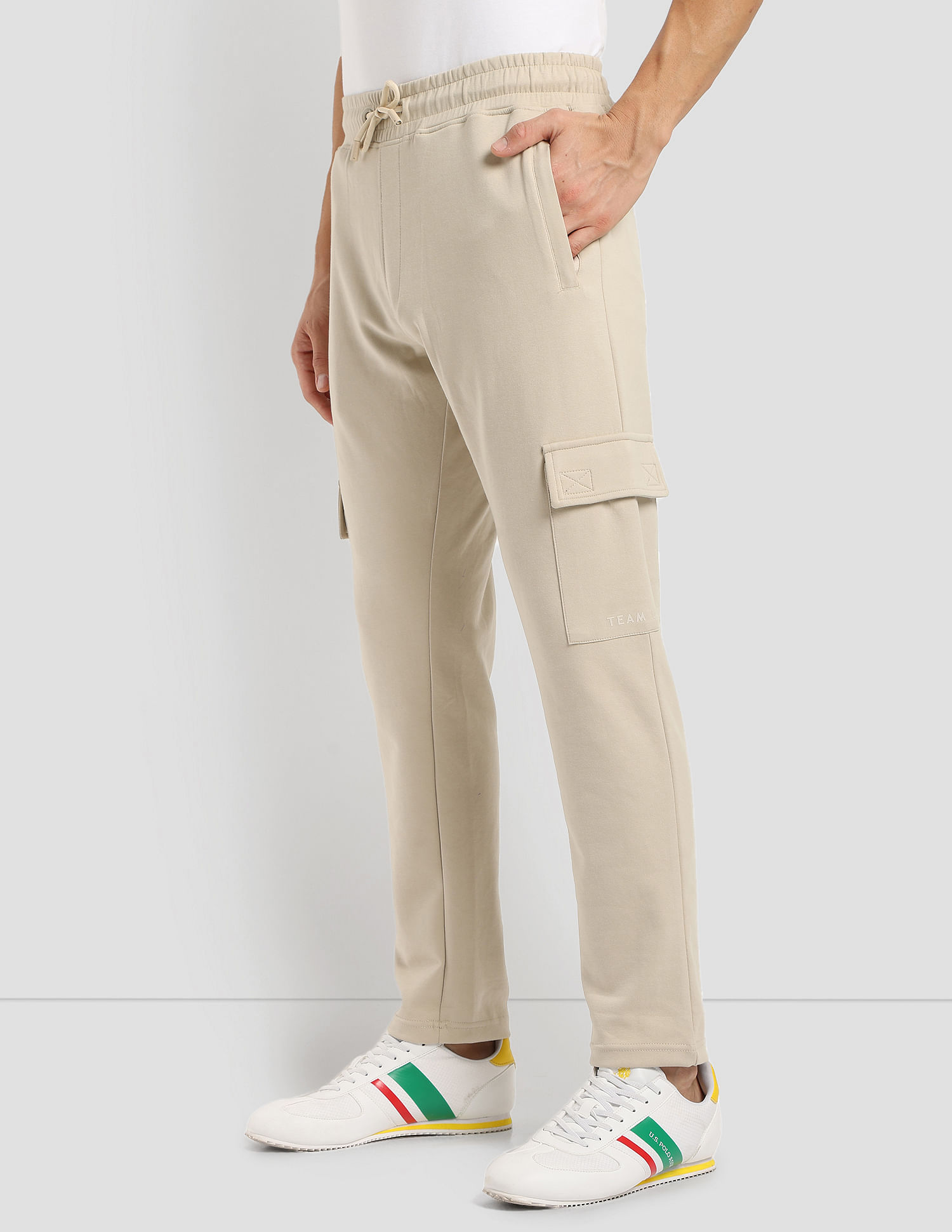 US Polo Assn Cargo Pants Boys Size 18 Khaki Elastic Stretch Waist Tapered  Ankle | eBay
