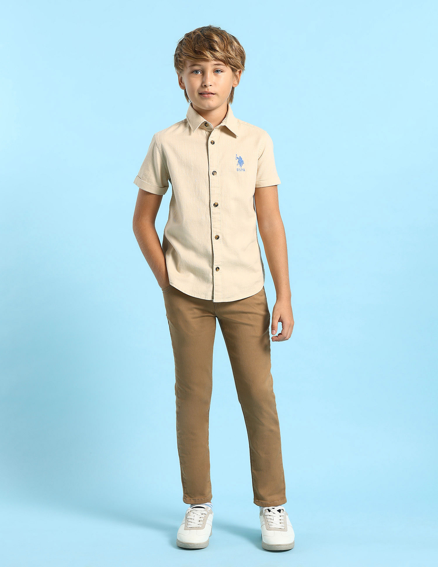 U.S. Polo Assn. Kids Boys Graphic Printed Regular Fit Shirt