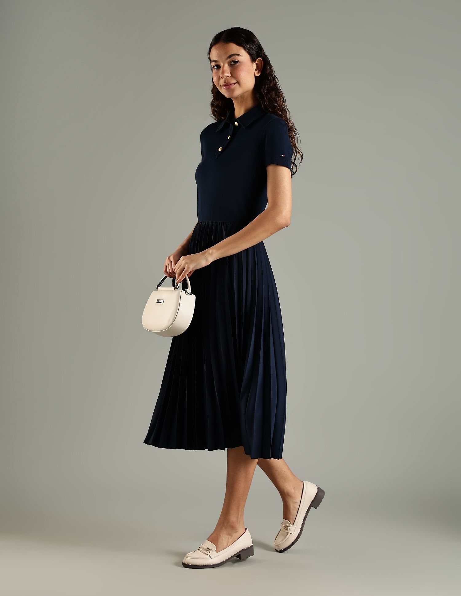 Tommy Hilfiger Cotton Polo Collar Midi Dress