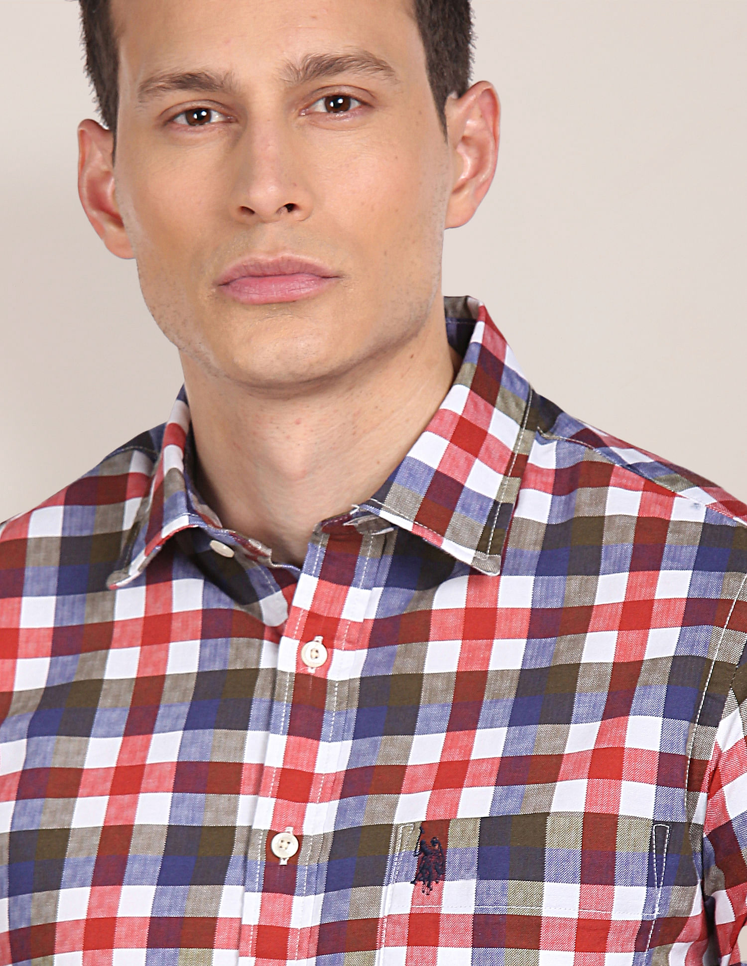 U.S. Polo Assn. Spread Collar Checked Casual Shirt