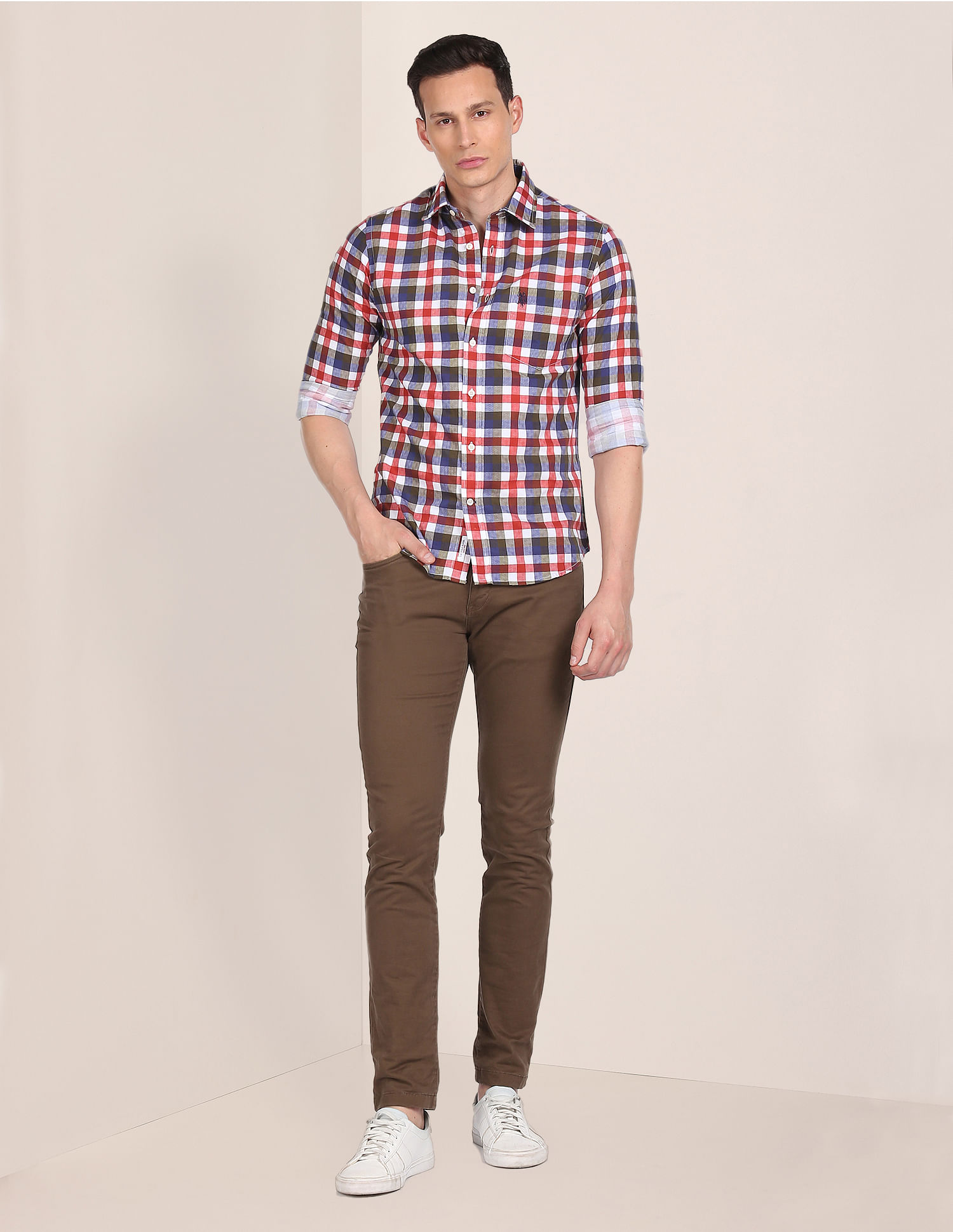 U.S. Polo Assn. Spread Collar Checked Casual Shirt