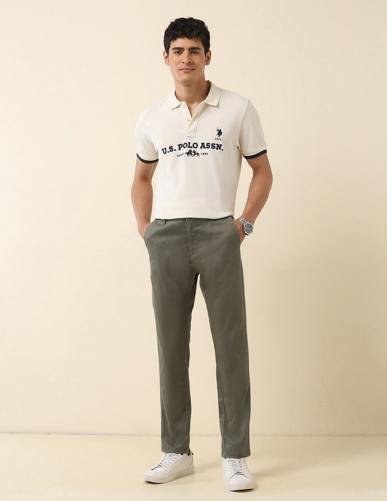 U.S. Polo Assn. Textured Riley Straight Fit Trousers