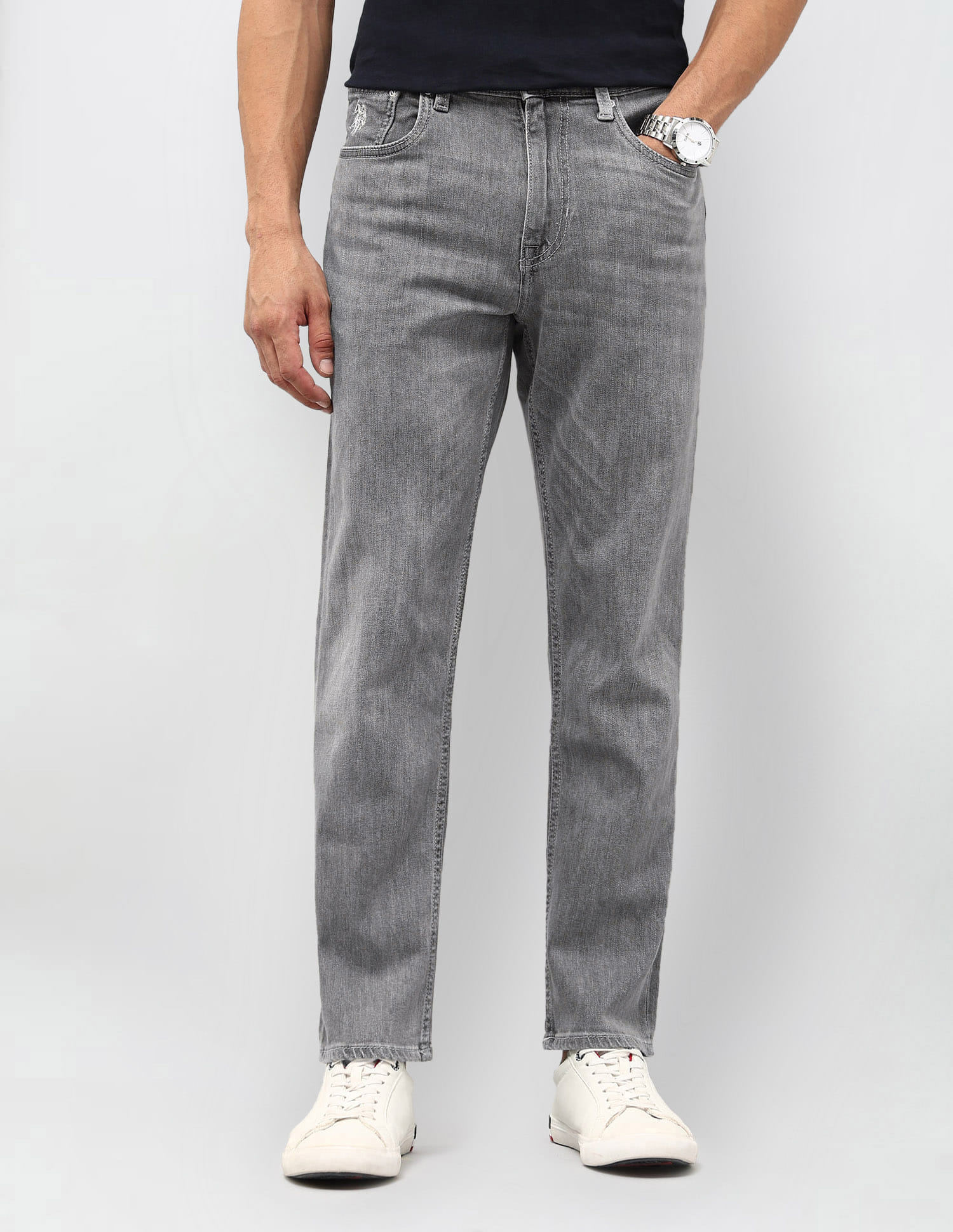 Buy U.S. Polo Assn. Denim Co. Cole Comfort Cropped Fit Grey Jeans