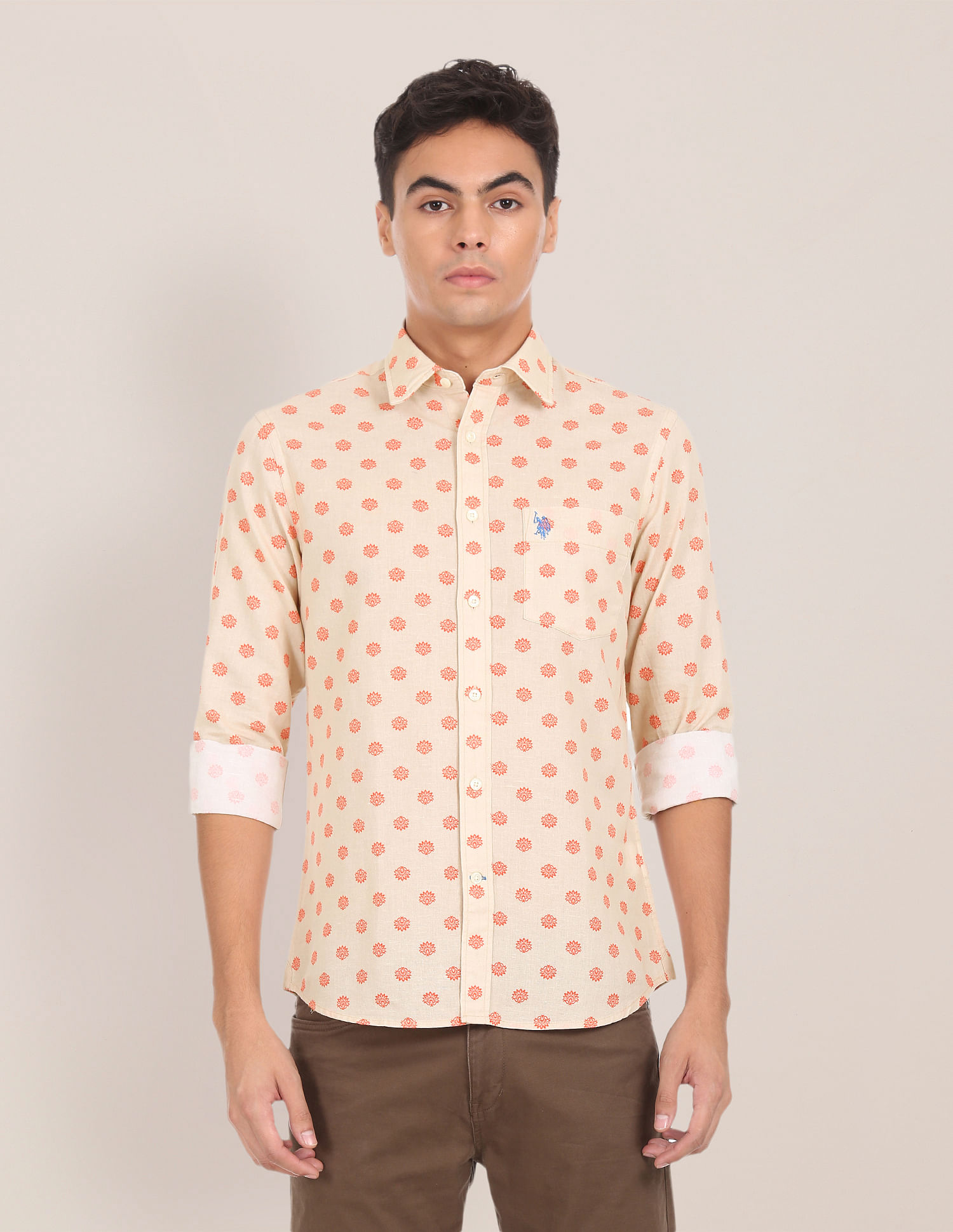 U.S. Polo Assn. Spread Collar Printed Casual Shirt