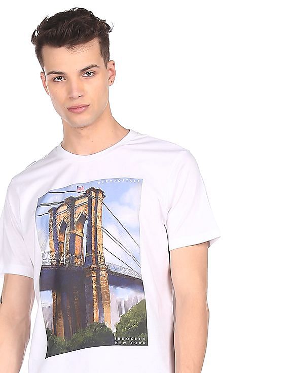 Buy Aeropostale Men Off White Crew Neck Graphic Print T-Shirt - NNNOW.com