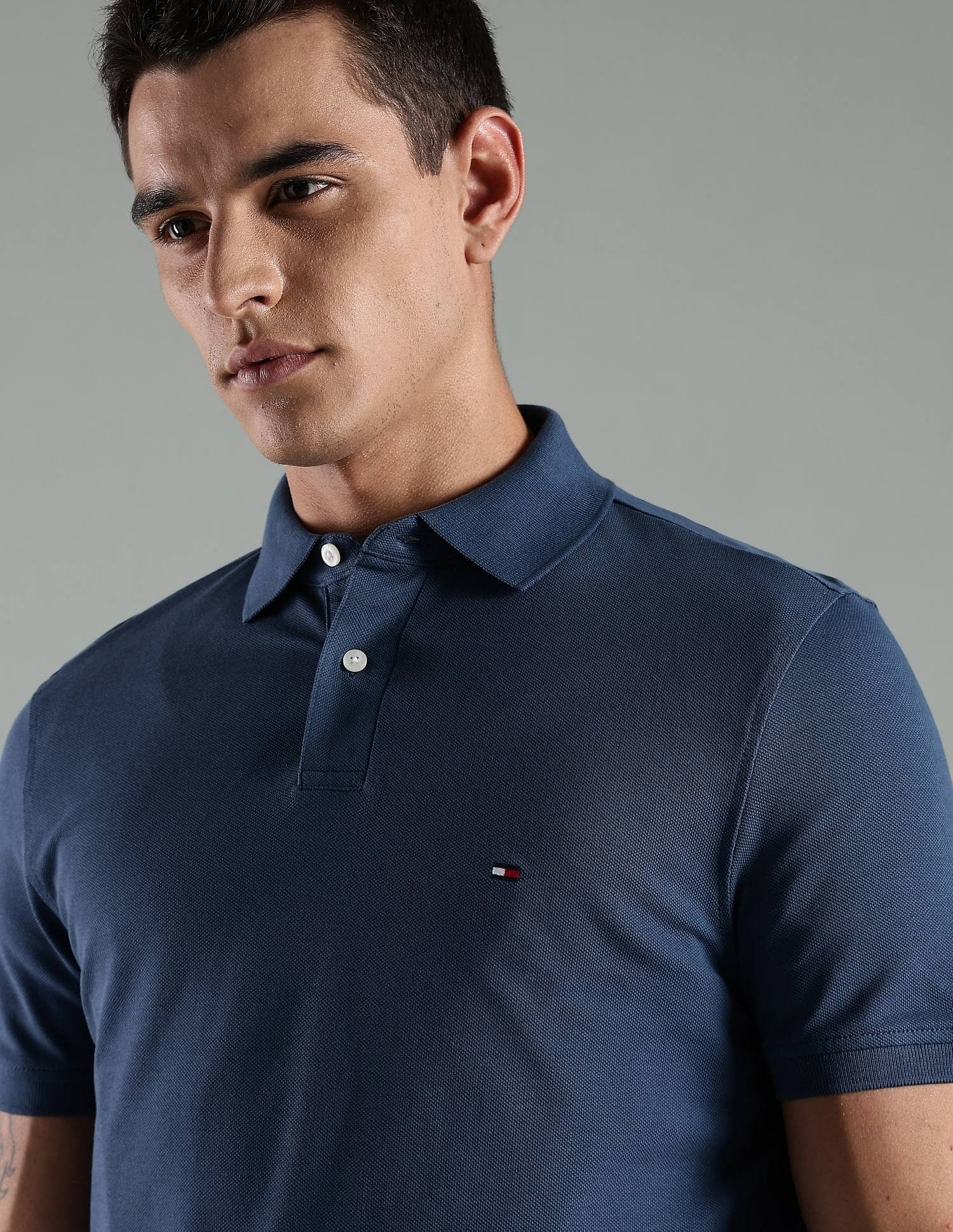 Tommy Hilfiger Solid Regular Fit Cotton Polo T-Shirt