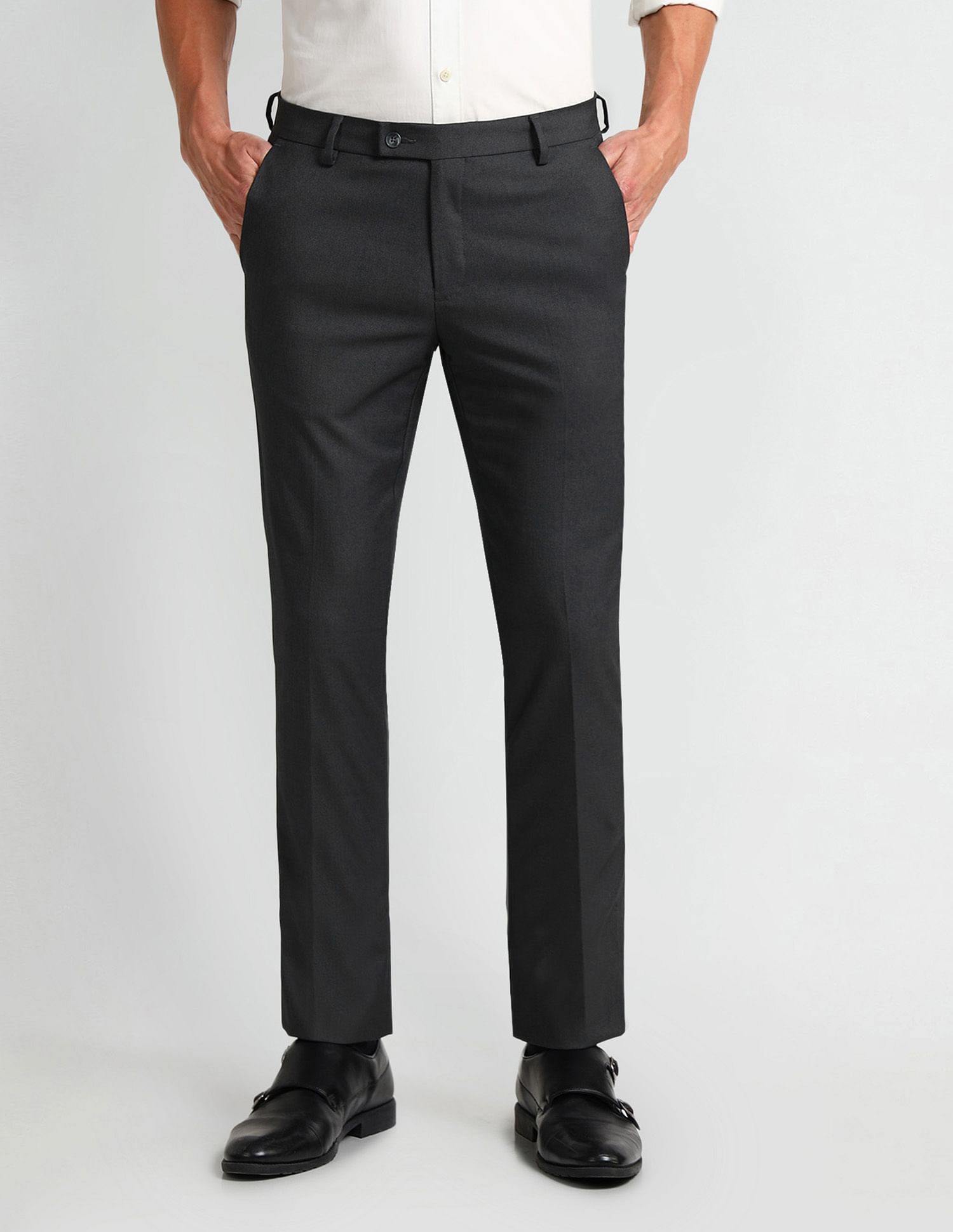 Arrow Slim Fit Solid Trousers