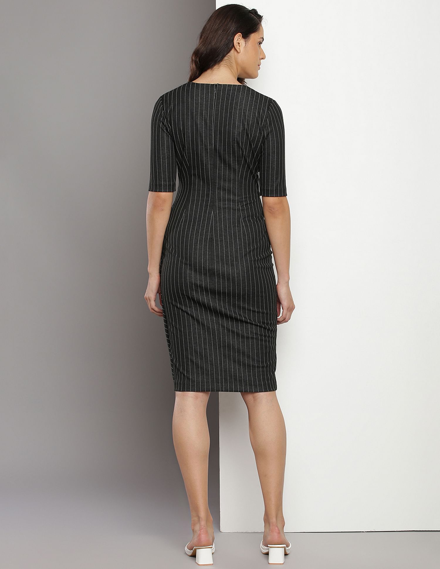 Buy Calvin Klein Vertical Stripe Ponte Knit Dress - NNNOW.com