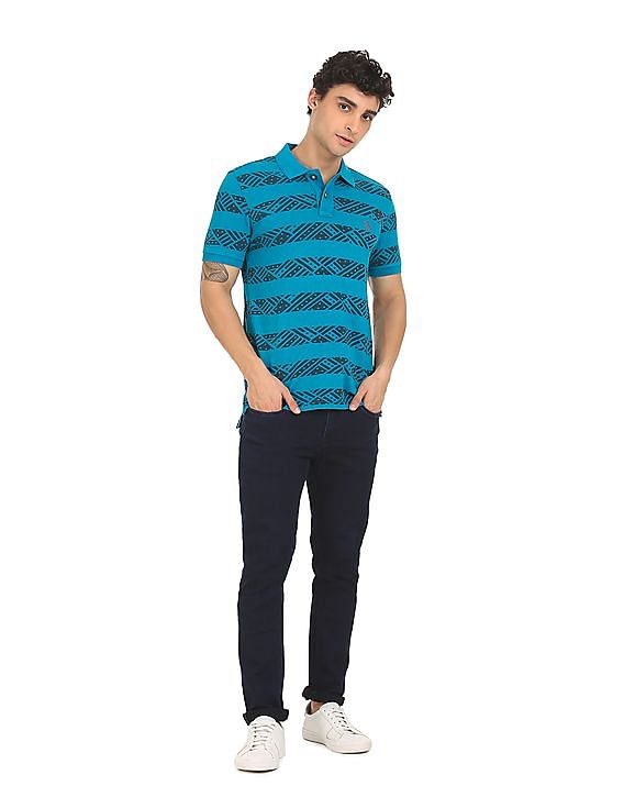 U.S. Polo Assn. Denim Co. Ribbed Collar Printed Polo Shirt