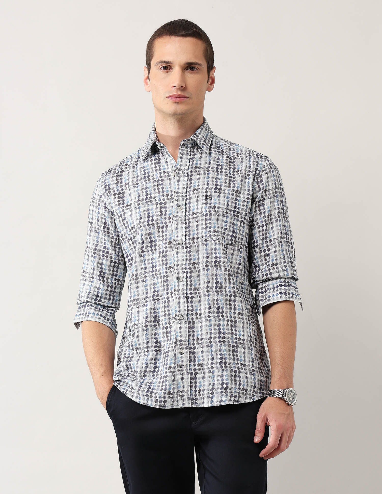 Arrow Sport Geometric Printed Pure Cotton Shirt