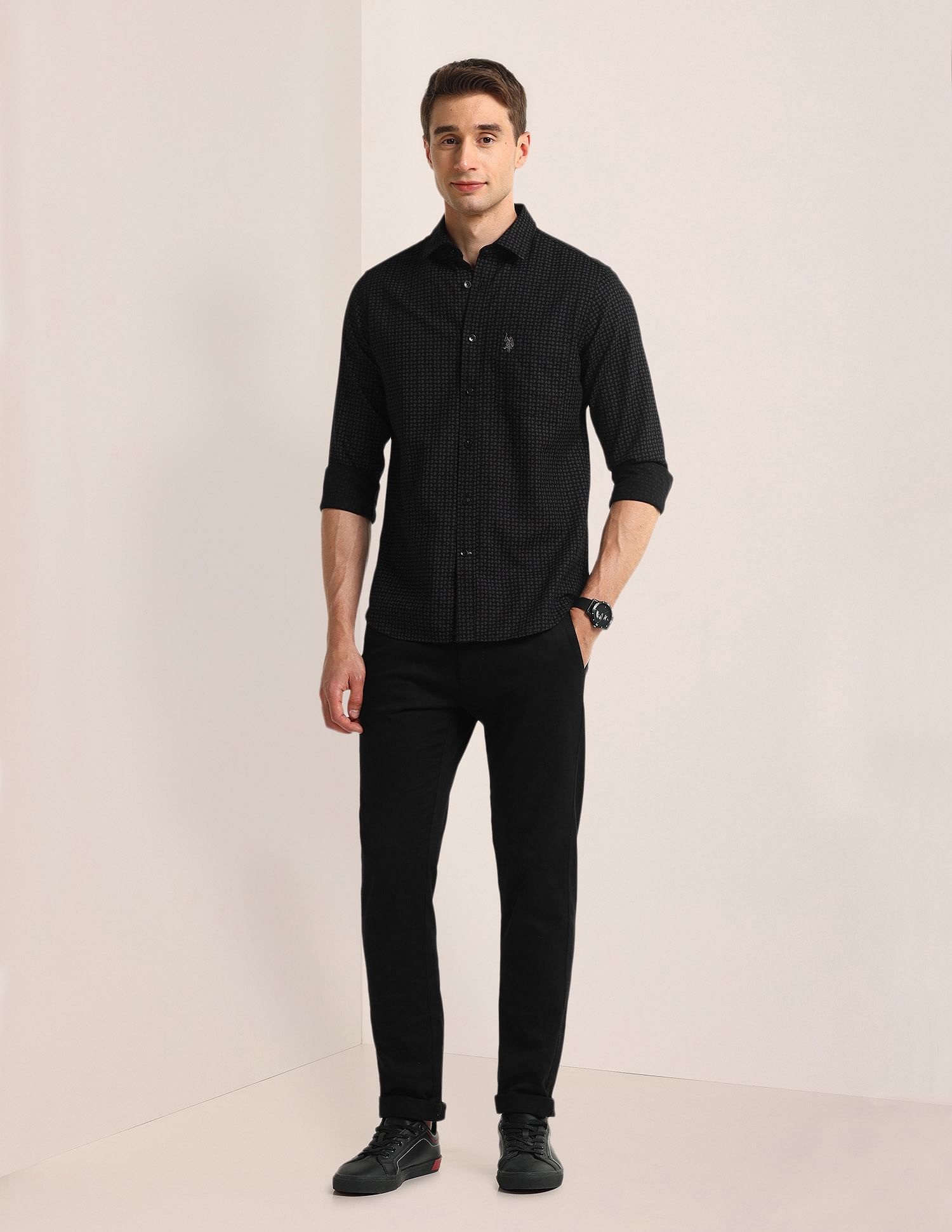 U.S. Polo Assn. Tailored Fit Geometric Shirt
