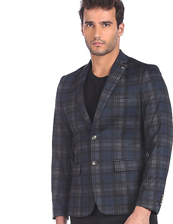 mens casual checked blazer