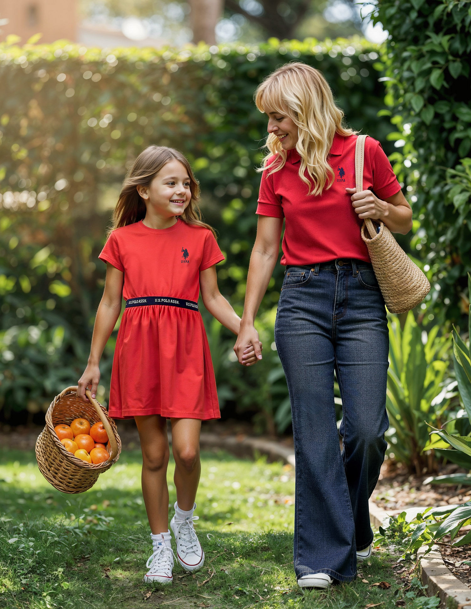U.S. Polo Assn. Kids Girls Solid Fit And Flare Dress