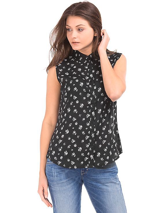 U.S. Polo Assn. Women Floral Print Sleeveless Shirt
