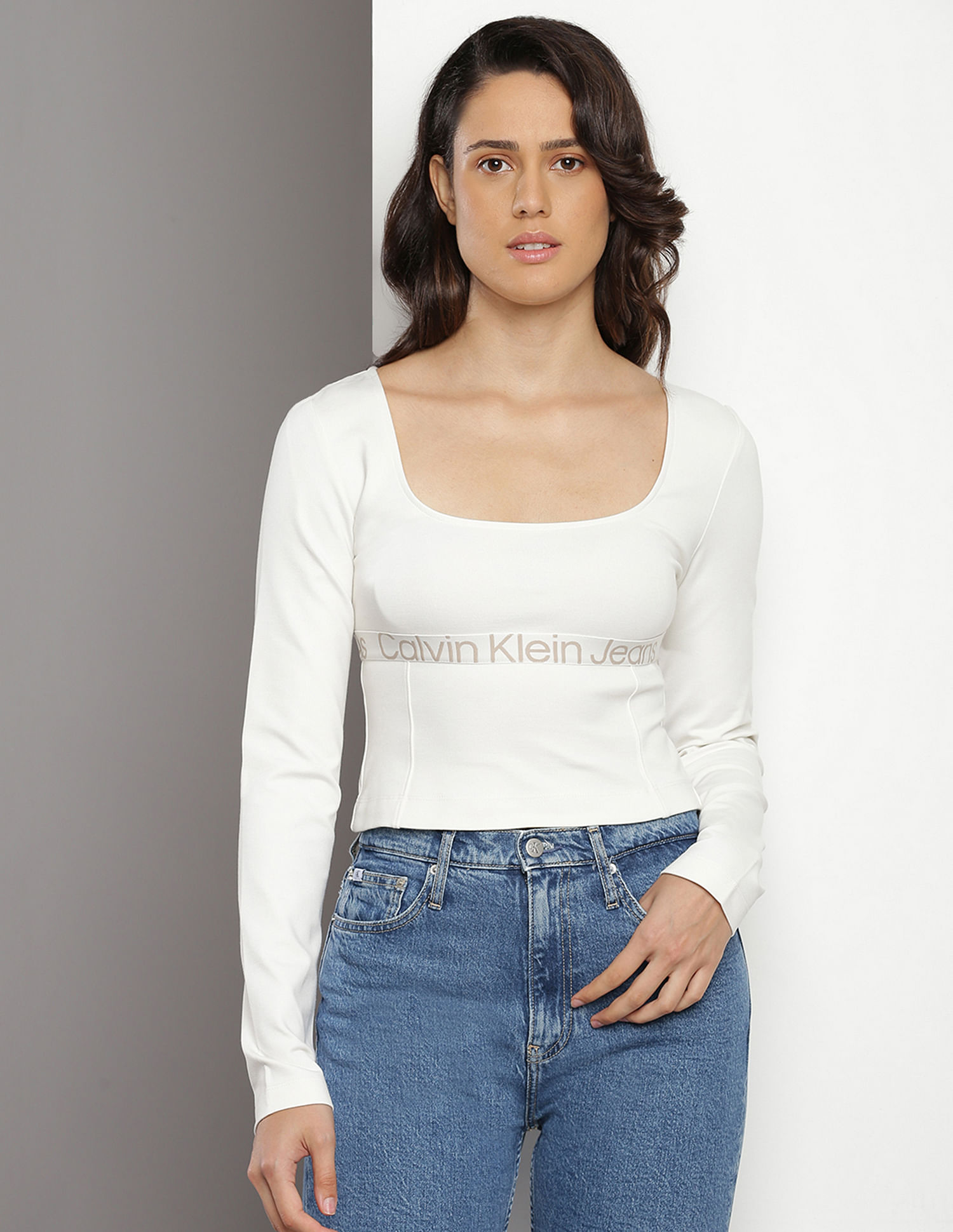 Calvin Klein Square Neck Long Sleeve T-shirt
