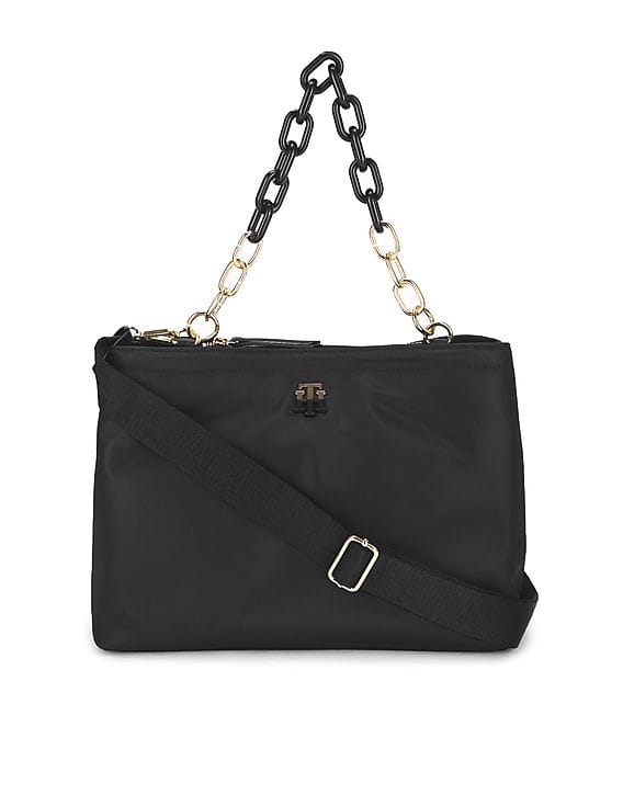 Buy Tommy Hilfiger Women Black Chain Strap Solid Small Tote Bag