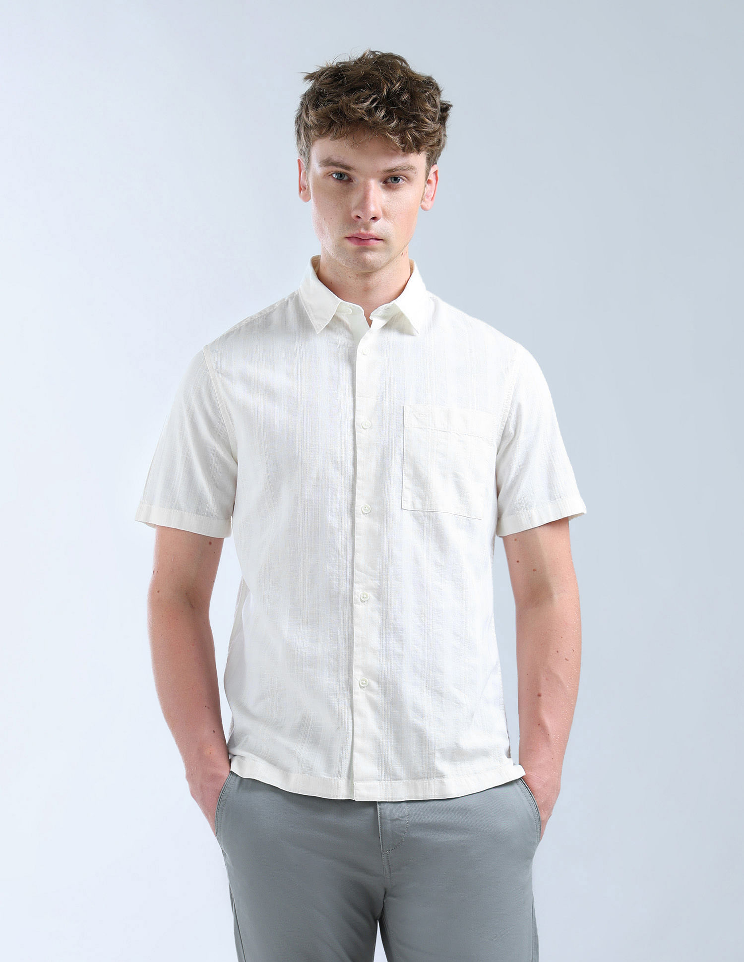 Flying Machine Textured Pattern Regular Fit Shirt