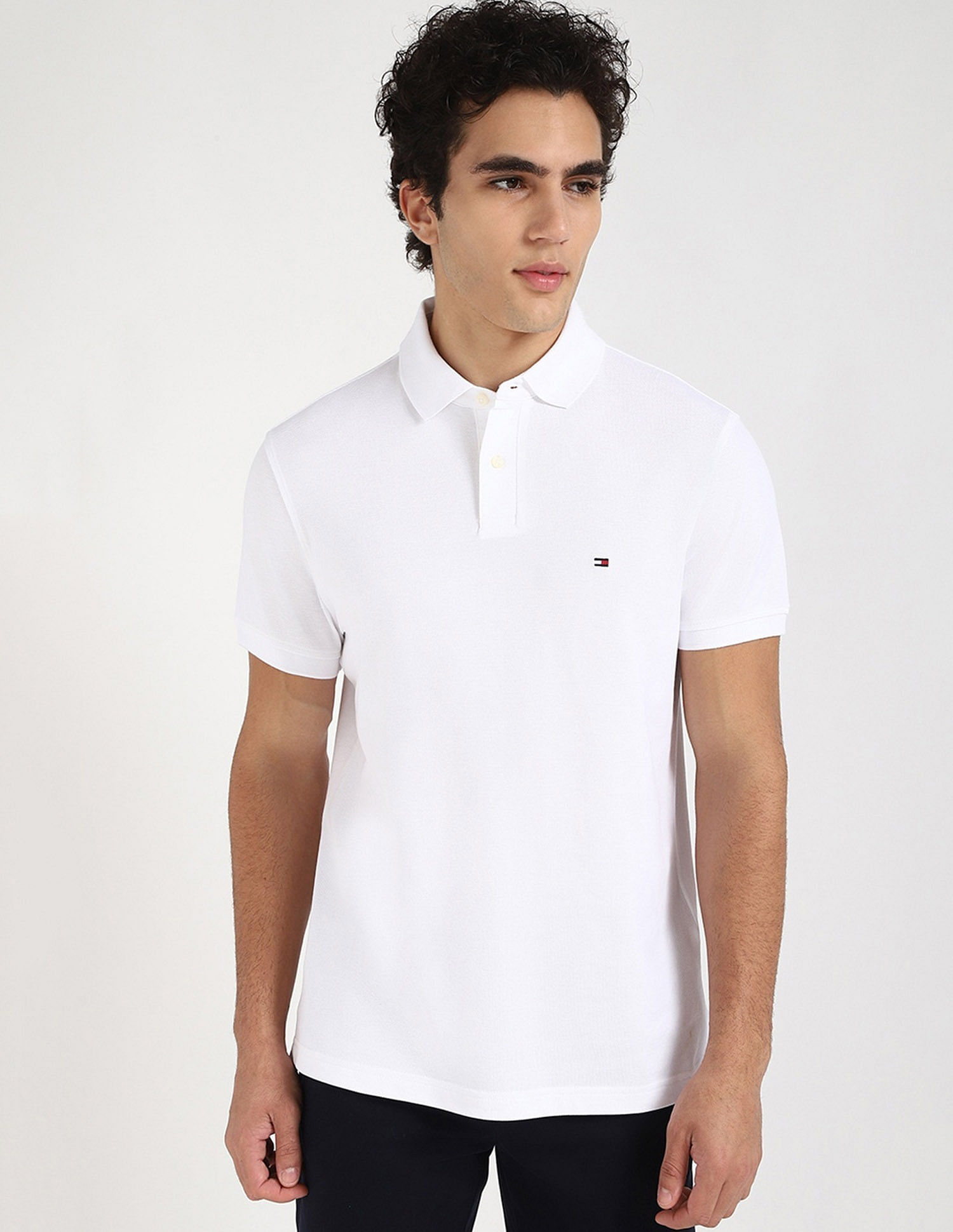 Tommy Hilfiger Solid Regular-Fit Cotton Polo T-Shirt