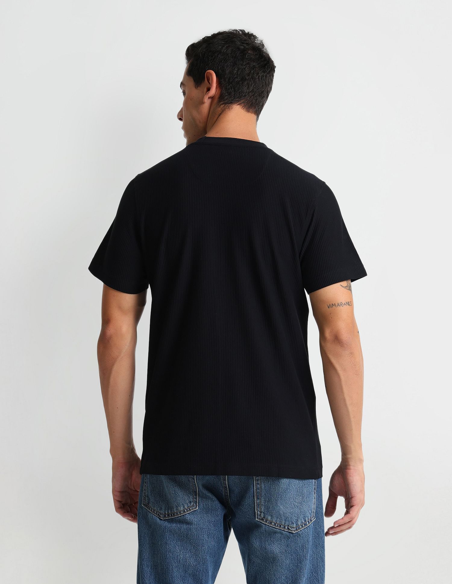 Arrow Sports Patterned Knit Regular Fit T-Shirt