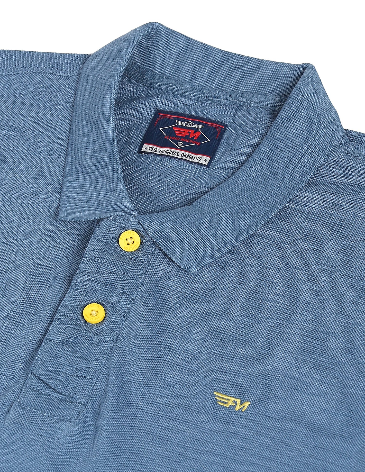 Flying Machine Pure Cotton Solid Polo Shirt