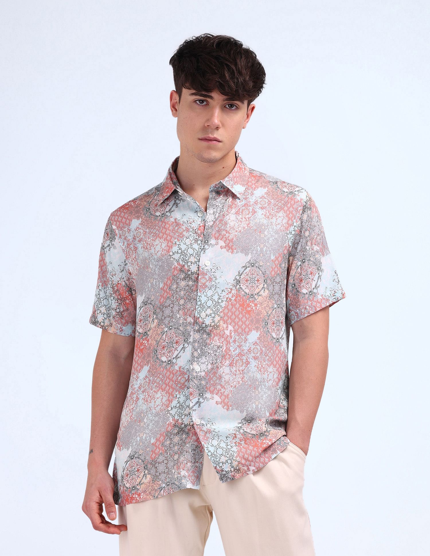 Flying Machine Printed Regular Fit Shirt